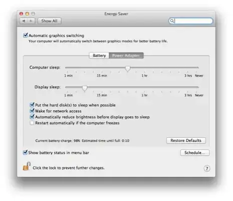 Energy Saver Preferences
