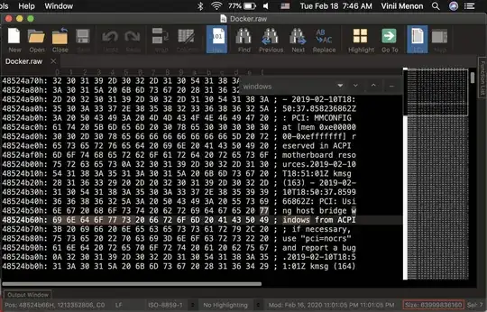 Screenshot of UltraEdit with a 64GB file open and the search window open 