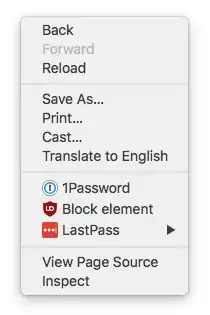 The context menu for Google Chrome when right-clicking on no tangibly clickable object