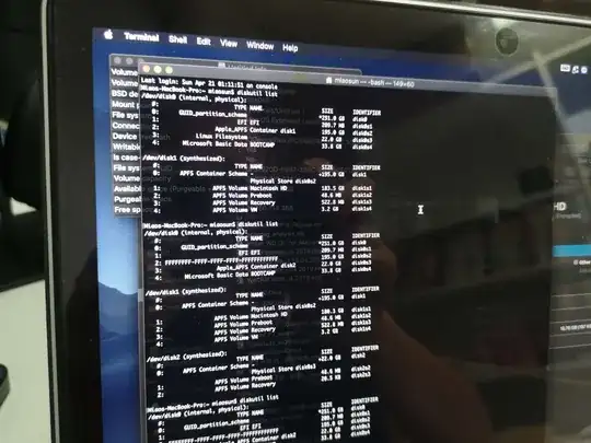 diskutil list result before and after I messed up with the partitions