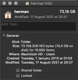 Get Info for my home dir