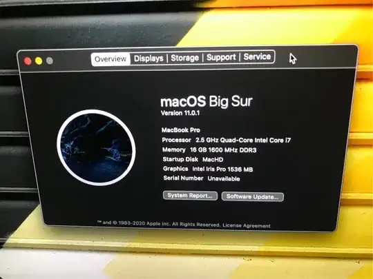 Macos big sur serial number unavailable