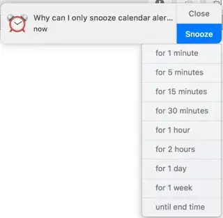 Calendar snooze options