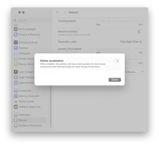 macOS Sonoma Mouse Acceleration Settings