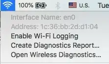 enable wifi logging, create diagnostics report, open wireless diagnostics