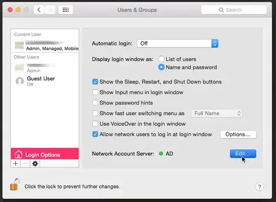 Users & Groups pane showing "Login Options" and "Edit…"