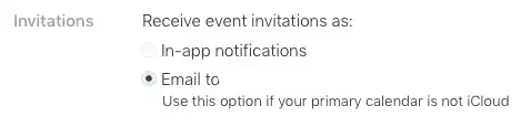 Email invitations setting
