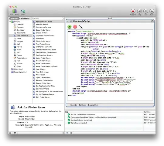 screenshot of the workflow in Automator