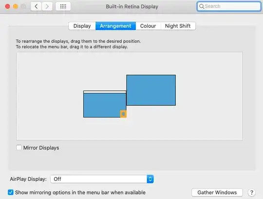 Screenshot of multiple display arrangement, in System Preferences