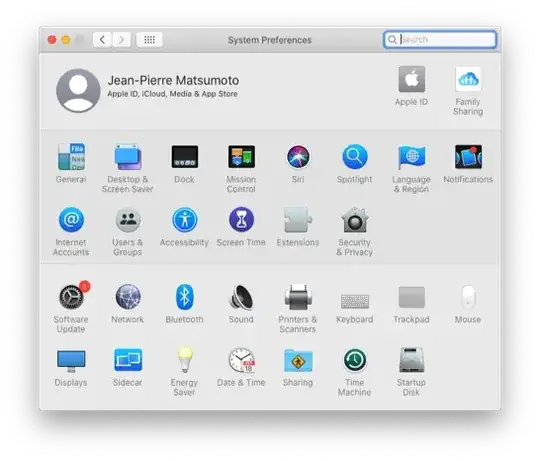 System preferences with (1) red notification