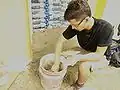 Eric mixing plaster