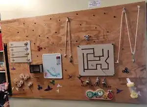 Busy BoardA busy board to entertain and educate students waiting in line for lunch.