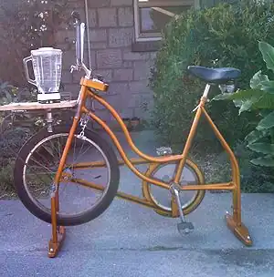 The Mechanical Munchy-MakerA mechanical bicycle that generates energy to power a kitchen appliance