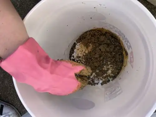 Here is another example of our hand mixing progress.