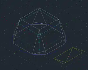 Isometric view of OctoYurt showing size compared to 6 foot human.