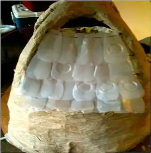 Plastic Plumage and Bird CageCorrugated plastic shell and one gallon milk carton shingles