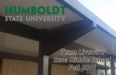 Rainwater gutter fixA simple gutter fix using upcycled street signs and designed to match the campus.