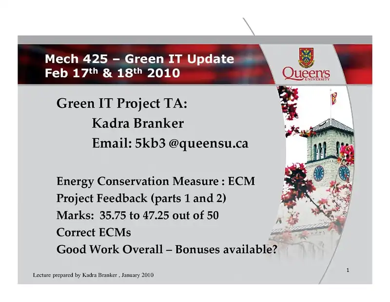 Mech 425 ECM Review Lecture 17th and 18th