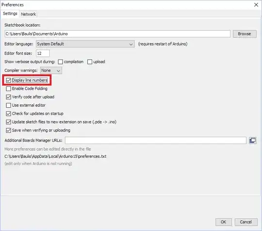 Options in arduino ide to show the lines on the code