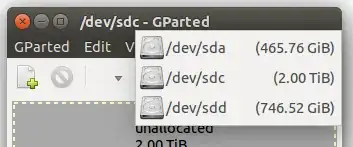 GParted 3 devices