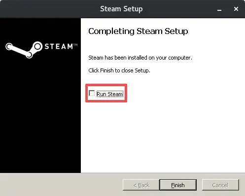 Untick Run Steam