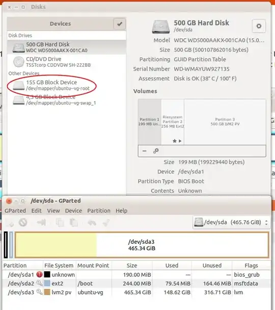 Screenshot GParted and Disks