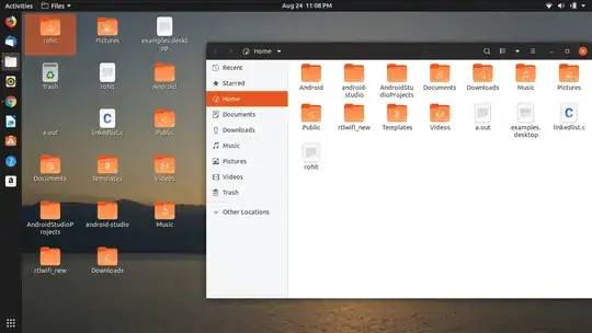 screenshot showing the desktop and the home folder with the same files