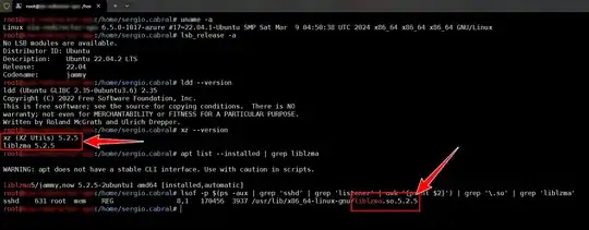 output of the above commands
