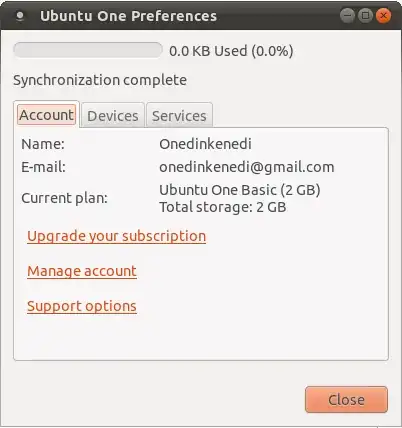 Ubuntu One Preferences