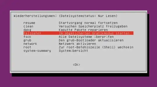 recovery menu, yes it's german please replace :( wasn't able to get it in english by changing system language and doing update-grub