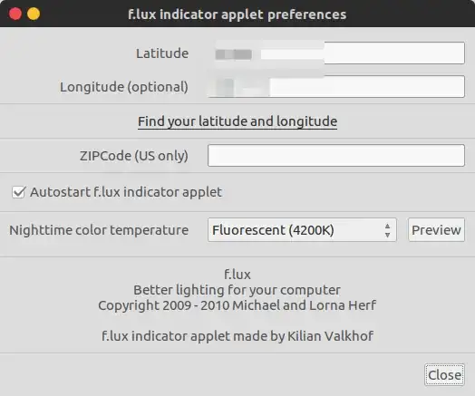 Running f.lux on my system