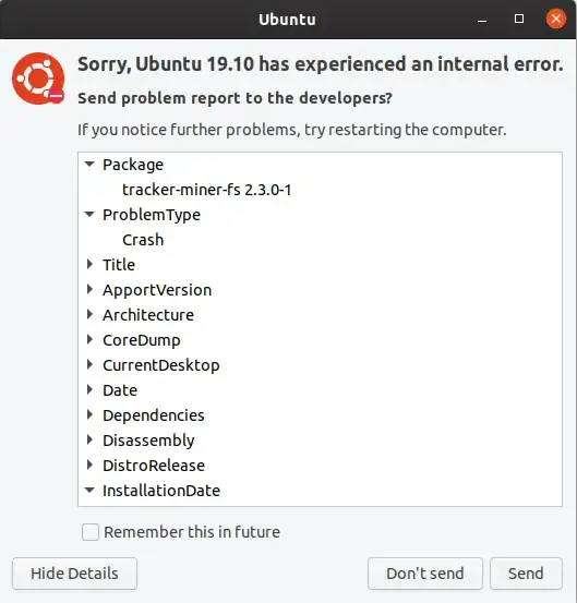 tracker-miner-fs crash