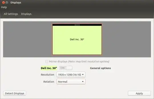 Displays config screen