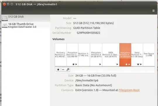 Screenshot of the GUI Disks tool showing the right disk type