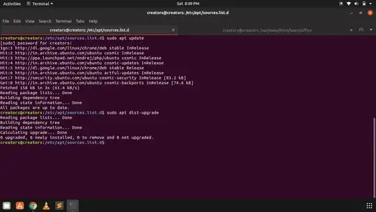Output of apt update and apt dist-upgrade 
