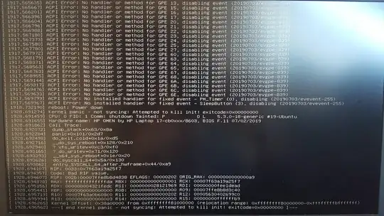 20.04 - Black screen with ACPI error