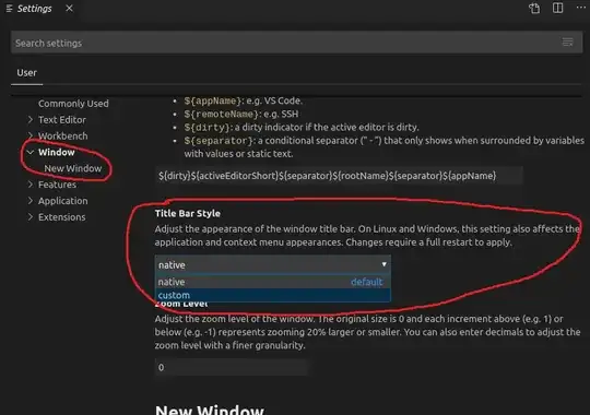 screenshot of Settings in VS Code