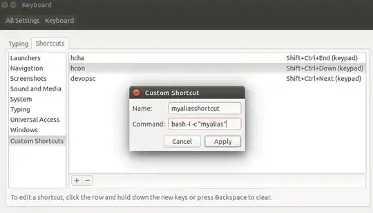 screenshot of setting up alias in keyboard settings