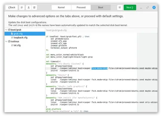 Screenshot of Cubic's Options page, Boot tab