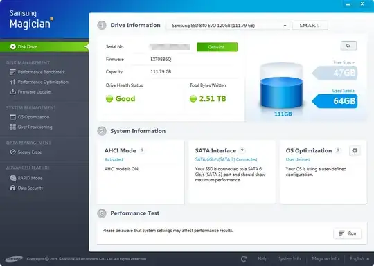 screenshot of Samsung Magician