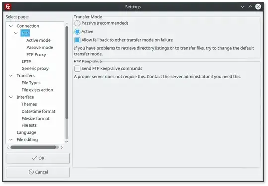 FileZilla Active Mode