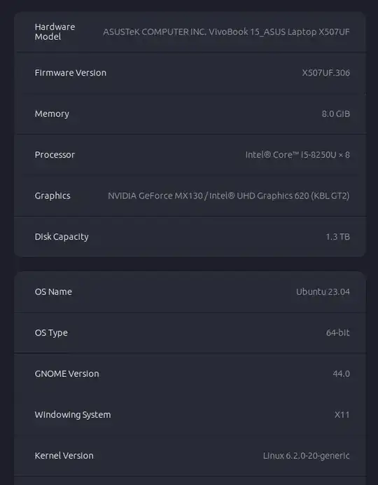 Screenshot from settings => About