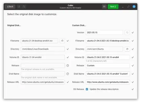 Project page with default values