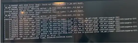 The errors shown on screen 2 during startup and then forever more.