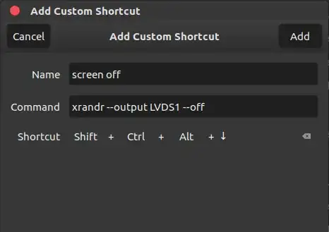 image settings window to add a keyboard shortcut with the options filled in as described in the instructions