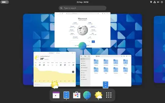 screenshot showing a graphical desktop with GNOME Shell