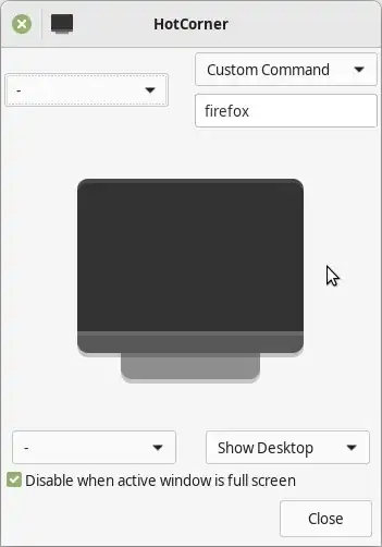 screenshot showing the options for the four hot corners