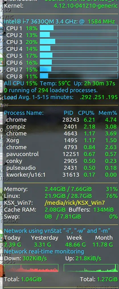 Conky network real time 4