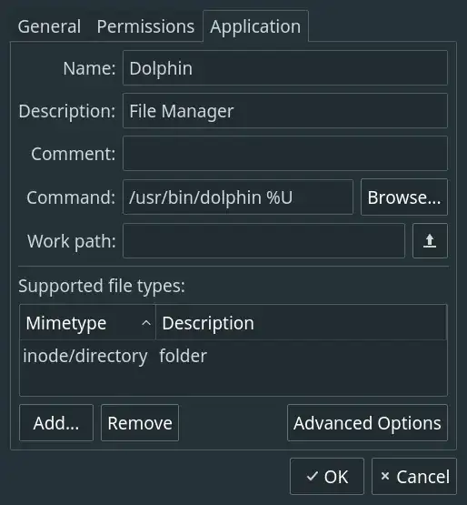Edit command path to Dolphin