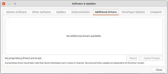 Screenshot of Software & Updates > Additional Drivers